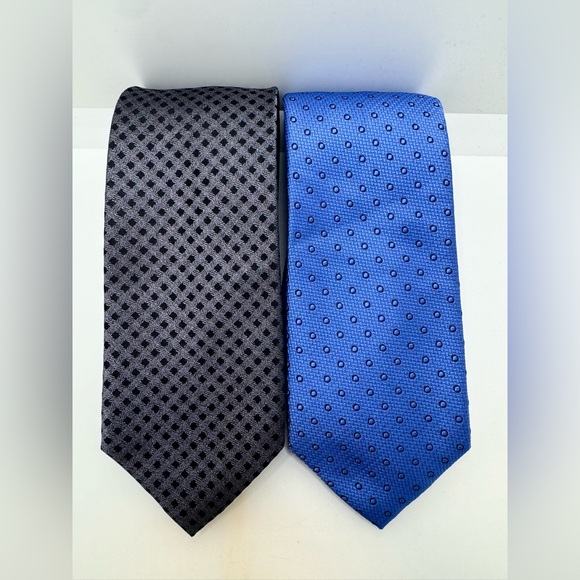 NWT - Michael Kors  Men’s Silk Patterned Bundle Blue Black Necktie - Picture 5 of 10